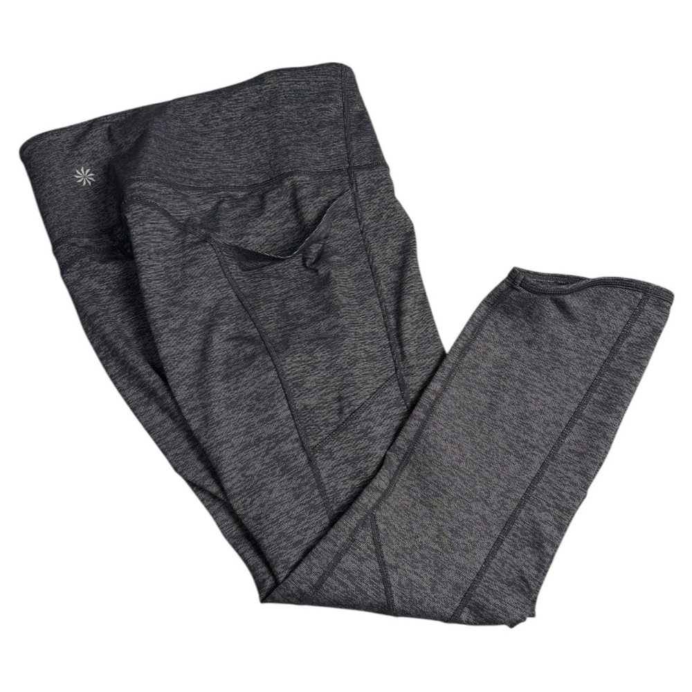 Athleta Ultimate Stash Pocket Capri Leggings Heathered Gray L EUC